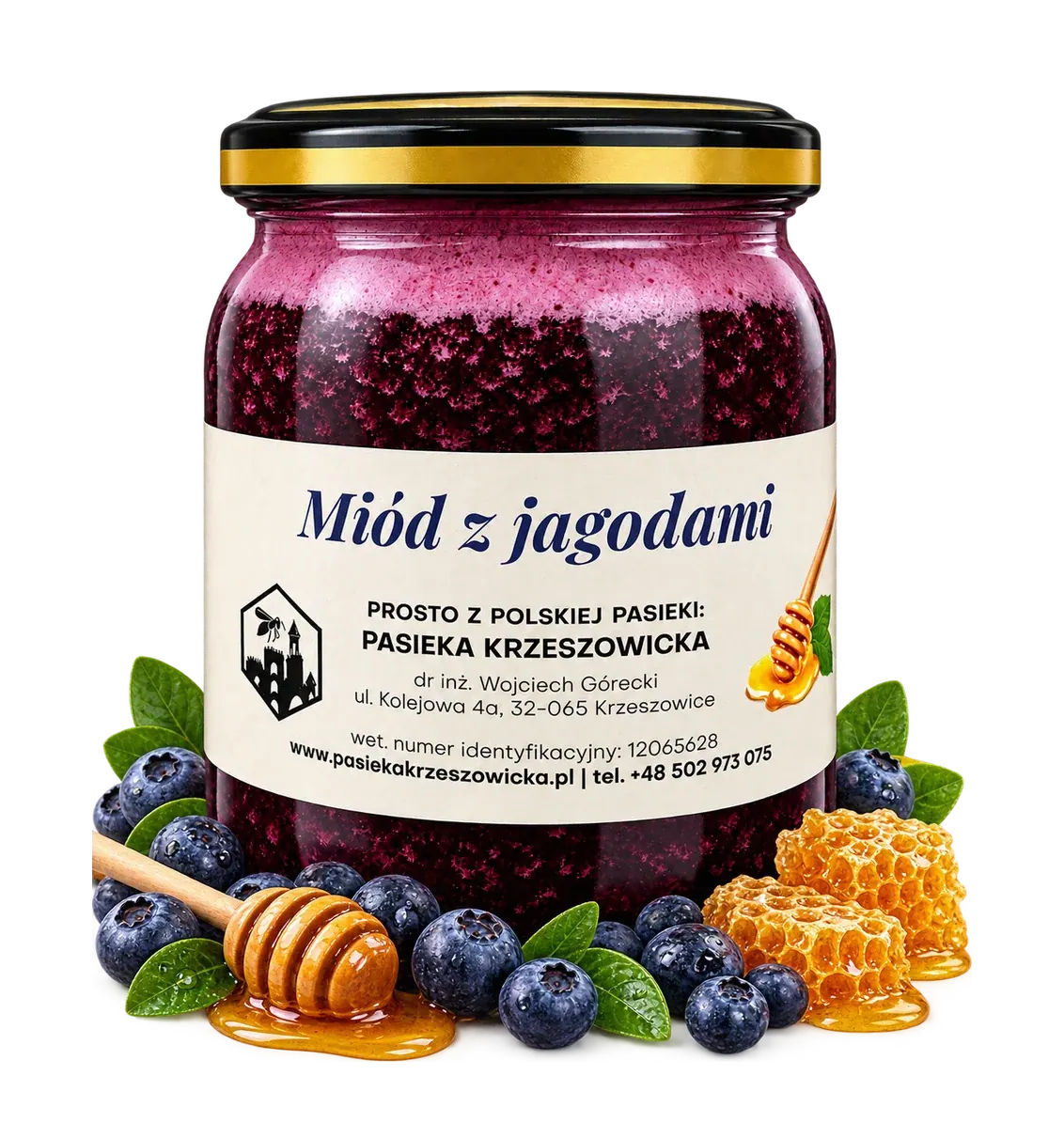 Miód z dodatkiem jagód w aranżacji