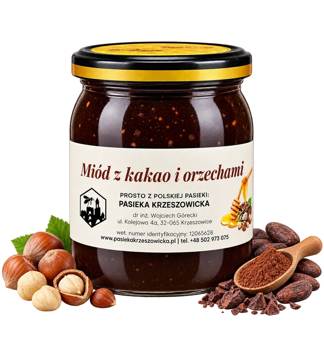 Miód z kakao i orzechami w aranżacji