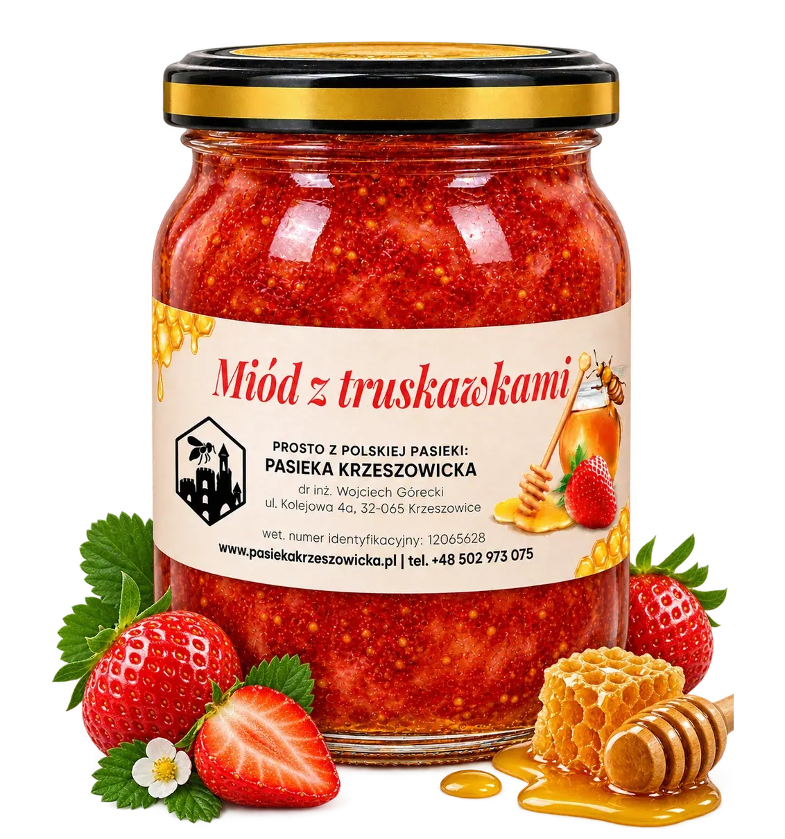 Miód z truskawkami w aranżacji